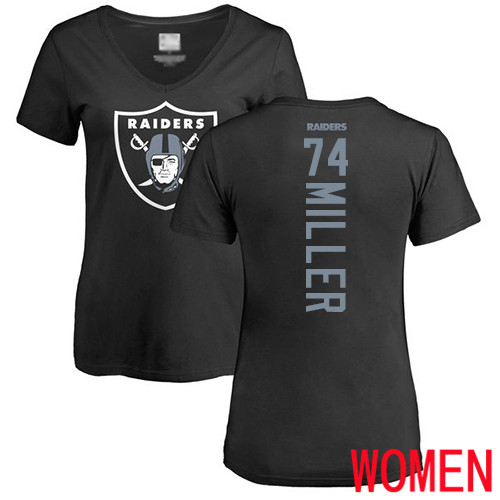 Oakland Raiders Black Women Kolton Miller Backer NFL Football #74 T Shirt